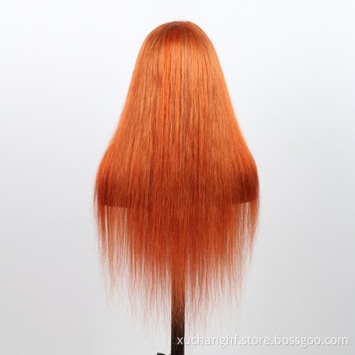 100% Mink Raw Virgin Cuticle Aligned Brazilian Orange Color Straight Lace Frontal Wig Human Hair transparent Lace Front Wigs